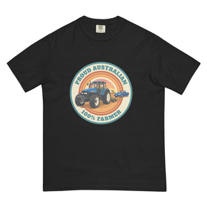 The Tractor Mugs Store Black New Holland TM 155 PROUD AUSTRALIAN 100% FARMER Retro | Unisex Premium T-shirt Quality Farmers Merch