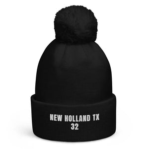 The Tractor Mugs Store Black New Holland TX 32 | Pom-Pom Beanie Quality Farmers Merch