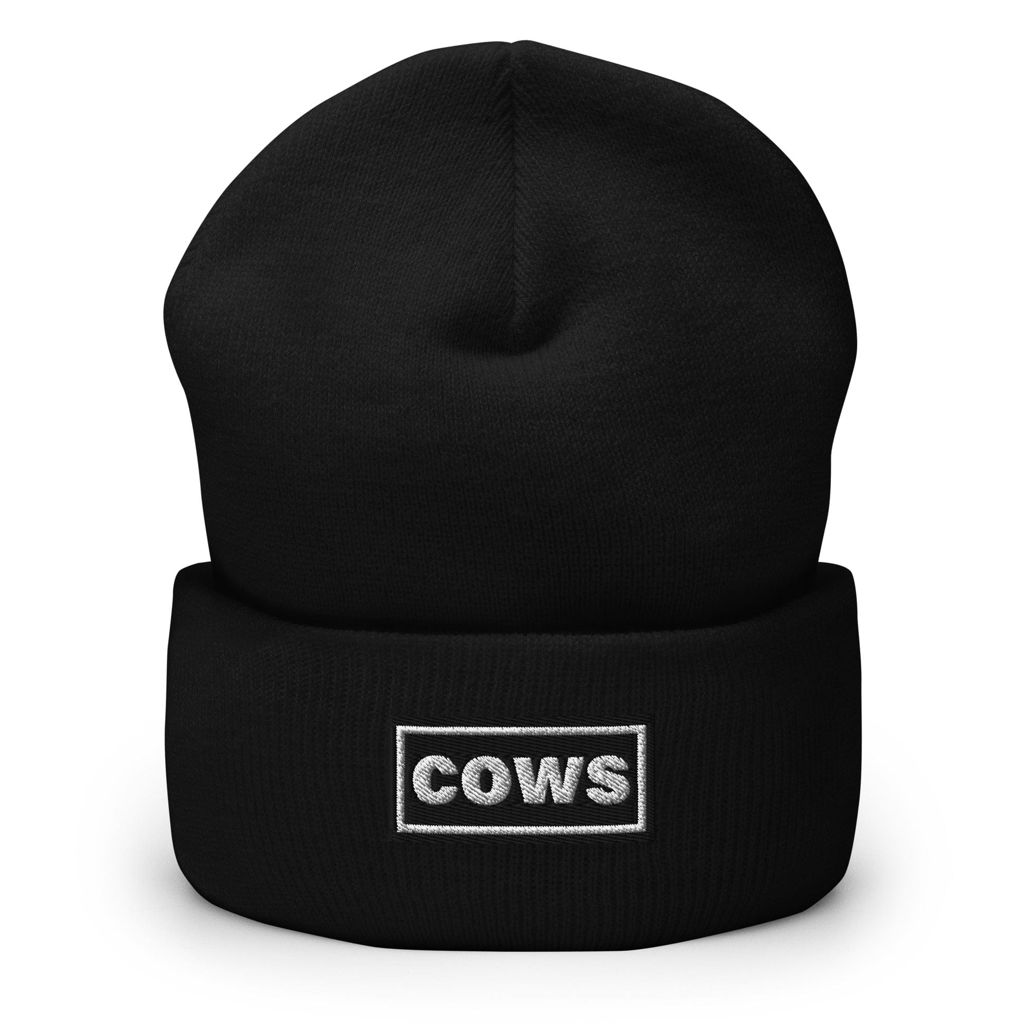 The Tractor Mugs Store Black OASIS Style 'Cows' | Cuffed Beanie Quality Farmers Merch