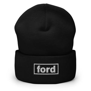 The Tractor Mugs Store Black OASIS Style 'Ford' Cuffed Beanie Quality Farmers Merch