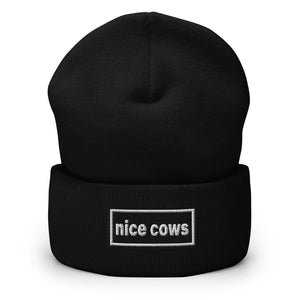 The Tractor Mugs Store Black OASIS Style 'Nice Cows' | Cuffed Beanie Quality Farmers Merch