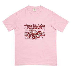 The Tractor Mugs Store Blossom New Holland TM 135 PROUD AUSTRALIAN 100% FARMER Two Tone | Unisex Premium T-shirt Quality Farmers Merch