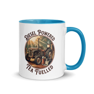 The Tractor Mugs Store Blue / 11 oz Diesel Powered. Tea Fuelled | Mug with Color Inside Quality Farmers Merch