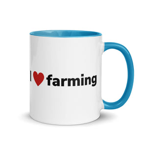 The Tractor Mugs Store Blue / 11 oz I Love Farming | Mug with Color Inside Quality Farmers Merch