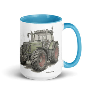 The Tractor Mugs Store Blue / 15 oz Fendt Favorit 818 Pencil Sketch | Mug with Color Inside Quality Farmers Merch