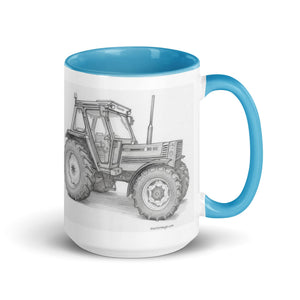 The Tractor Mugs Store Blue / 15 oz FIAT 90-90 DT Pencil Sketch | Mug with Color Inside Quality Farmers Merch