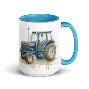 The Tractor Mugs Store Blue / 15 oz Ford 6640 Watercolor | Mug with Color Inside Quality Farmers Merch