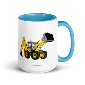The Tractor Mugs Store Blue / 15 oz JCB 5CX Backhoe | Mug with Color Inside Quality Farmers Merch