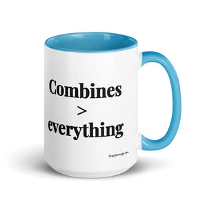 The Tractor Mugs Store Blue Combines > Everything | 15 oz Mug with Color Inside Quality Farmers Merch