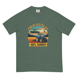 The Tractor Mugs Store Blue Spruce New Holland T7.210 PROUD AUSTRALIAN 100% FARMER Outdoor | Unisex Premium T-shirt Quality Farmers Merch