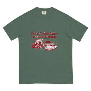 The Tractor Mugs Store Blue Spruce New Holland T7.210 PROUD AUSTRALIAN 100% FARMER Two Tone | Unisex Premium T-shirt Quality Farmers Merch