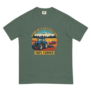 The Tractor Mugs Store Blue Spruce New Holland T7.225 PROUD AUSTRALIAN 100% FARMER Outdoor | Unisex Premium T-shirt Quality Farmers Merch