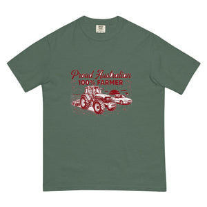 The Tractor Mugs Store Blue Spruce New Holland TM 135 PROUD AUSTRALIAN 100% FARMER Two Tone | Unisex Premium T-shirt Quality Farmers Merch