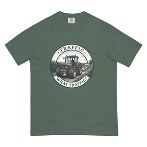 The Tractor Mugs Store Blue Spruce / S John Deere 7810 TRAFFIC WHAT TRAFFIC? Engraving | Unisex Premium T-shirt Quality Farmers Merch