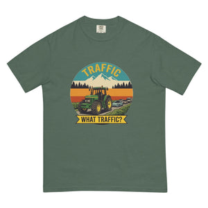 The Tractor Mugs Store Blue Spruce / S John Deere 7810 TRAFFIC WHAT TRAFFIC? Outdoor | Unisex Premium T-shirt Quality Farmers Merch