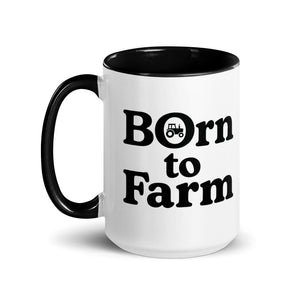 The Tractor Mugs Store Born to Farm | Mug with Color Inside Quality Farmers Merch