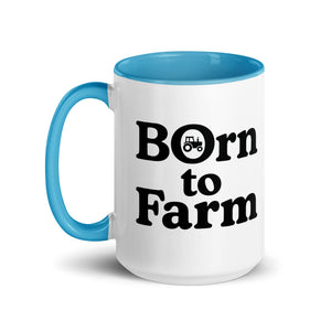 The Tractor Mugs Store Born to Farm | Mug with Color Inside Quality Farmers Merch