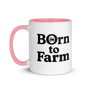 The Tractor Mugs Store Born to Farm | Mug with Color Inside Quality Farmers Merch