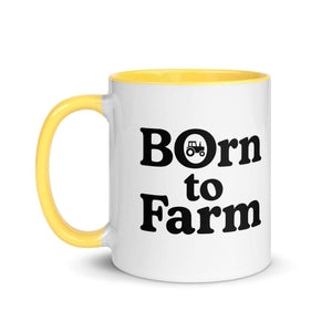 The Tractor Mugs Store Born to Farm | Mug with Color Inside Quality Farmers Merch