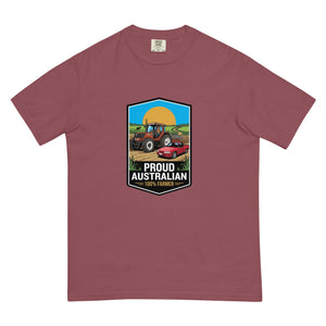 The Tractor Mugs Store Brick FIATAGRI F130 PROUD AUSTRALIAN 100% FARMER Bright | Unisex Premium T-shirt Quality Farmers Merch