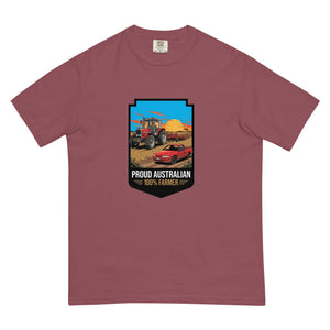 The Tractor Mugs Store Brick Massey Ferguson 3075 PROUD AUSTRALIAN 100% FARMER Bright | Unisex Premium T-shirt Quality Farmers Merch
