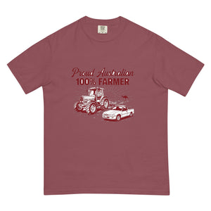 The Tractor Mugs Store Brick Massey Ferguson 3075 PROUD AUSTRALIAN 100% FARMER Two Tone | Unisex Premium T-shirt Quality Farmers Merch