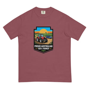 The Tractor Mugs Store Brick Massey Ferguson 6480 PROUD AUSTRALIAN 100% FARMER Bright | Unisex Premium T-shirt Quality Farmers Merch