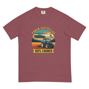 The Tractor Mugs Store Brick New Holland T7.210 PROUD AUSTRALIAN 100% FARMER Outdoor | Unisex Premium T-shirt Quality Farmers Merch