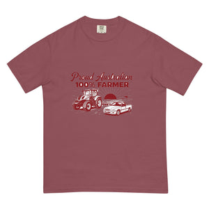 The Tractor Mugs Store Brick New Holland T7.210 PROUD AUSTRALIAN 100% FARMER Two Tone | Unisex Premium T-shirt Quality Farmers Merch