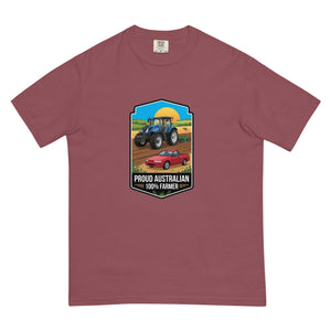 The Tractor Mugs Store Brick New Holland T7.225 PROUD AUSTRALIAN 100% FARMER Bright | Unisex Premium T-shirt Quality Farmers Merch