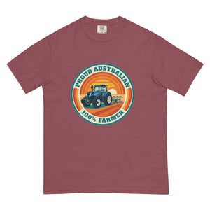 The Tractor Mugs Store Brick New Holland T7.225 PROUD AUSTRALIAN 100% FARMER Retro | Unisex Premium T-shirt Quality Farmers Merch