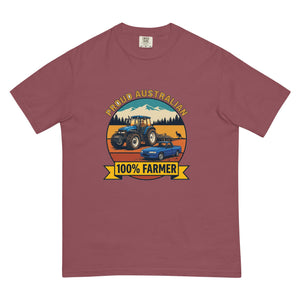 The Tractor Mugs Store Brick New Holland TM 135 PROUD AUSTRALIAN 100% FARMER Outdoor | Unisex Premium T-shirt Quality Farmers Merch