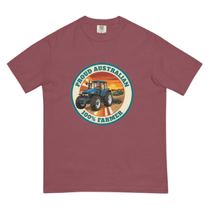 The Tractor Mugs Store Brick New Holland TM 135 PROUD AUSTRALIAN 100% FARMER Retro | Unisex Premium T-shirt Quality Farmers Merch