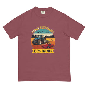 The Tractor Mugs Store Brick New Holland TM 155 PROUD AUSTRALIAN 100% FARMER Outdoor | Unisex Premium T-shirt Quality Farmers Merch