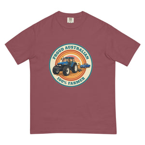 The Tractor Mugs Store Brick New Holland TM 155 PROUD AUSTRALIAN 100% FARMER Retro | Unisex Premium T-shirt Quality Farmers Merch
