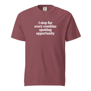 The Tractor Mugs Store Brick / S I Stop for Every Combine Spotting Opportunity | Unisex Premium T-shirt Quality Farmers Merch