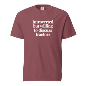 The Tractor Mugs Store Brick / S Introverted But Willing To Discuss Tractors | Unisex Premium T-shirt Quality Farmers Merch