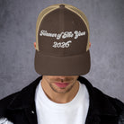 The Tractor Mugs Store Brown/ Khaki Farmer of The Year 2026 | Retro 70's Trucker Cap Quality Farmers Merch