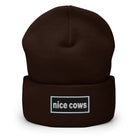 The Tractor Mugs Store Brown OASIS Style 'Nice Cows' | Cuffed Beanie Quality Farmers Merch