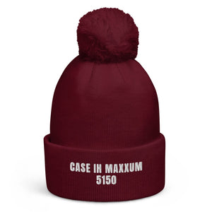 The Tractor Mugs Store Burgundy Case IH Maxxum 5150 | Pom-Pom Beanie Quality Farmers Merch