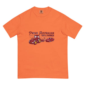 The Tractor Mugs Store Burnt Orange John Deere 3350 4WD PROUD AUSTRALIAN 100% FARMER Two Tone | Unisex Premium T-shirt Quality Farmers Merch