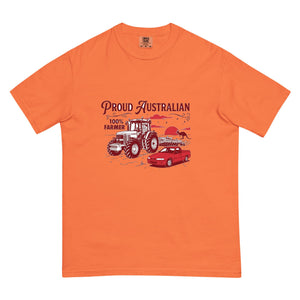 The Tractor Mugs Store Burnt Orange John Deere 7810 PROUD AUSTRALIAN 100% FARMER Two Tone | Unisex Premium T-shirt Quality Farmers Merch