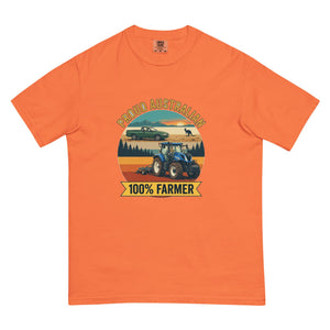 The Tractor Mugs Store Burnt Orange New Holland T7.210 PROUD AUSTRALIAN 100% FARMER Outdoor | Unisex Premium T-shirt Quality Farmers Merch