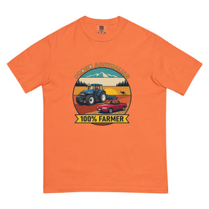 The Tractor Mugs Store Burnt Orange New Holland TM 155 PROUD AUSTRALIAN 100% FARMER Outdoor | Unisex Premium T-shirt Quality Farmers Merch