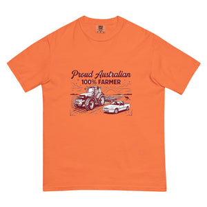 The Tractor Mugs Store Burnt Orange New Holland TM 155 PROUD AUSTRALIAN 100% FARMER Two Tone | Unisex Premium T-shirt Quality Farmers Merch