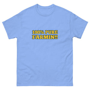 The Tractor Mugs Store Carolina Blue / S 100% PURE FARMIN!! | Unisex classic tee Quality Farmers Merch