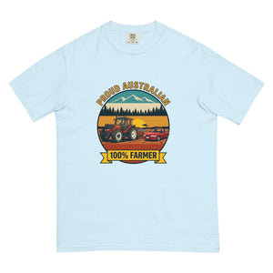 The Tractor Mugs Store Chambray FIATAGRI F130 PROUD AUSTRALIAN 100% FARMER Outdoor | Unisex Premium T-shirt Quality Farmers Merch