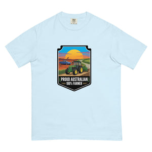 The Tractor Mugs Store Chambray John Deere 3350 PROUD AUSTRALIAN 100% FARMER Bright | Unisex Premium T-shirt Quality Farmers Merch