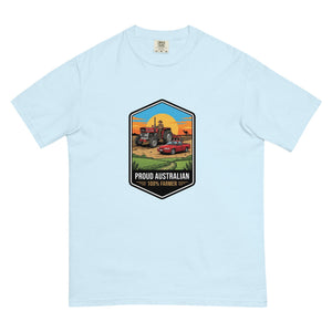 The Tractor Mugs Store Chambray Massey Ferguson 135 PROUD AUSTRALIAN 100% FARMER Bright | Unisex Premium T-shirt Quality Farmers Merch