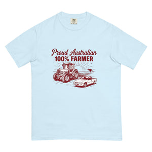 The Tractor Mugs Store Chambray Massey Ferguson 3075 PROUD AUSTRALIAN 100% FARMER Two Tone | Unisex Premium T-shirt Quality Farmers Merch